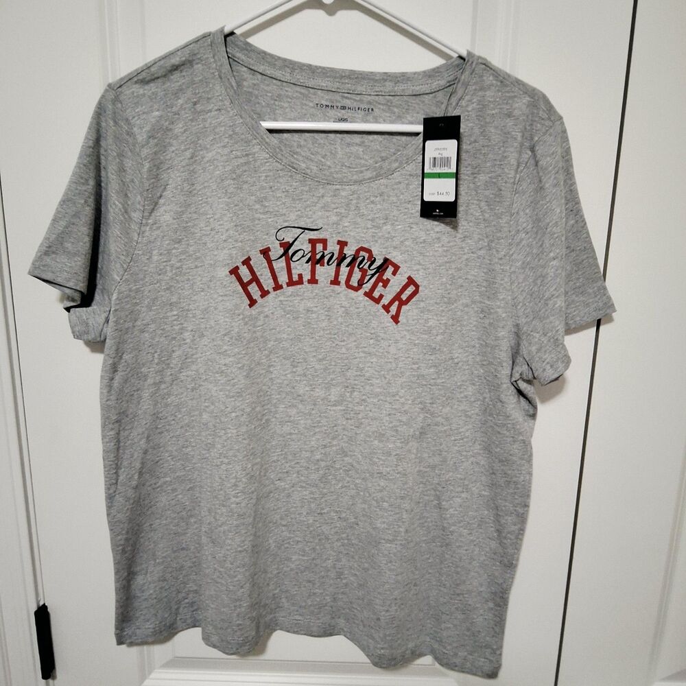 Tommy Hilfiger Women's Short-Sleeve Logo Soft T-Shirt Gray New w/ Tags
